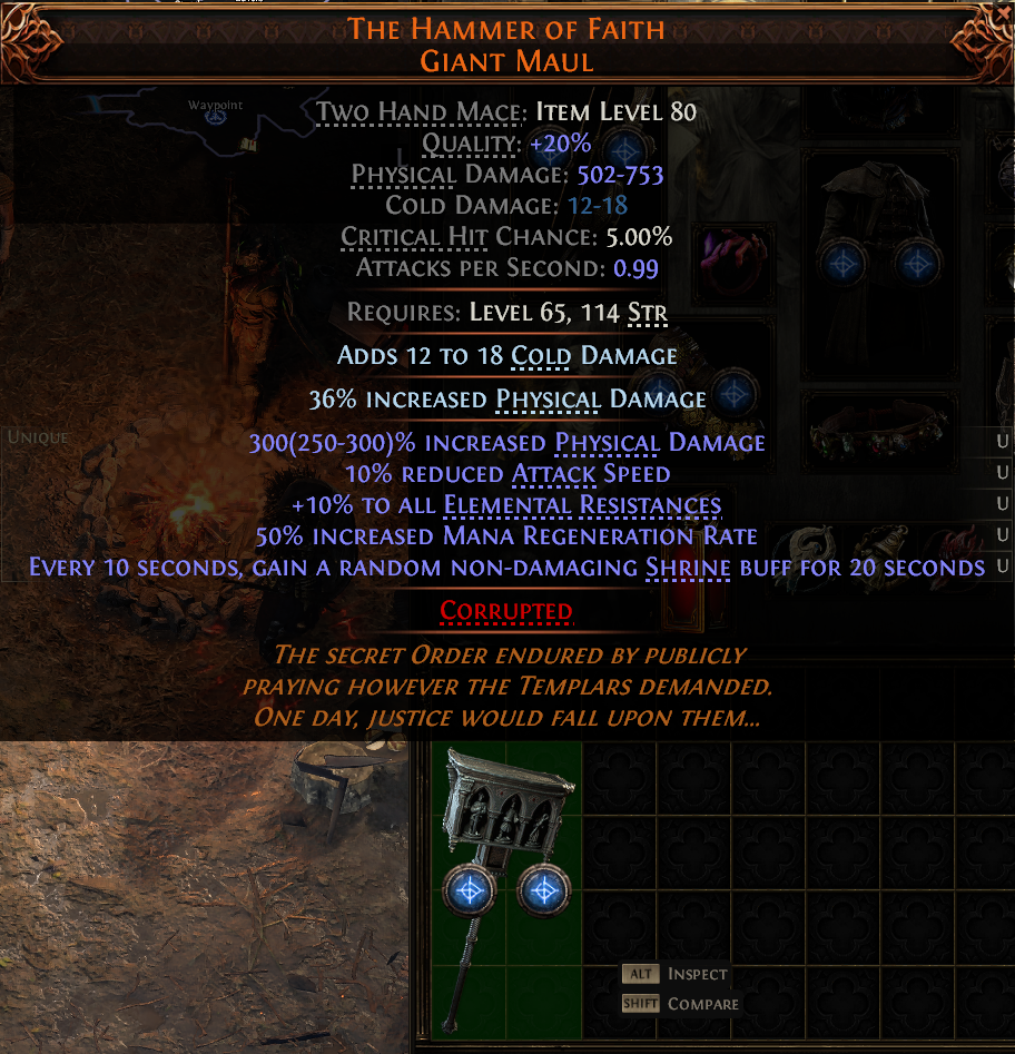 MMOJUGG Path of Exile 2 THE HAMMER OF FAITH GIANT MAUL#1152169 Details View of Item Function and Use