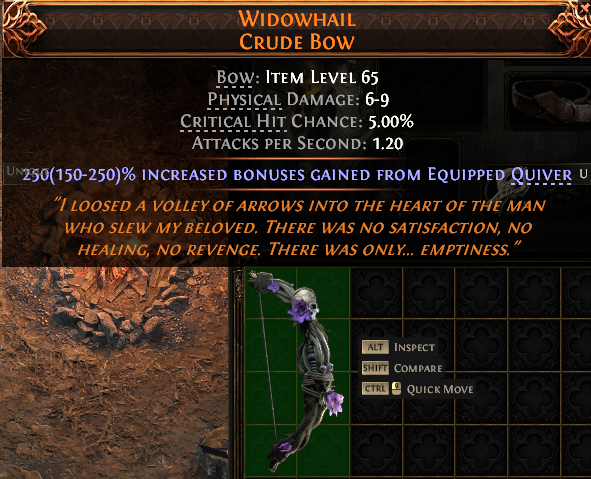 MMOJUGG Path of Exile 2 WIDOWHAIL CRUDE BOW#1152436 Details View of Item Function and Use