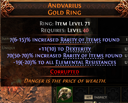 MMOJUGG Path of Exile 2 ANDVARIUS GOLD RING#1152439 Details View of Item Function and Use