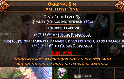 MMOJUGG Path of Exile 2 ORIGINAL SIN AMETHYST RING#1152574 Details View of Item Function and Use