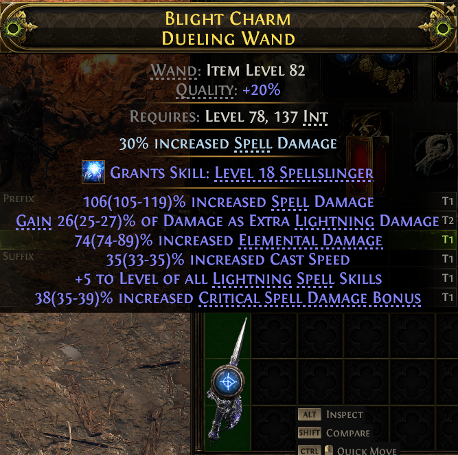 MMOJUGG Path of Exile 2 BLIGHT CHARM DUELING WAND#1152592 Details View of Item Function and Use