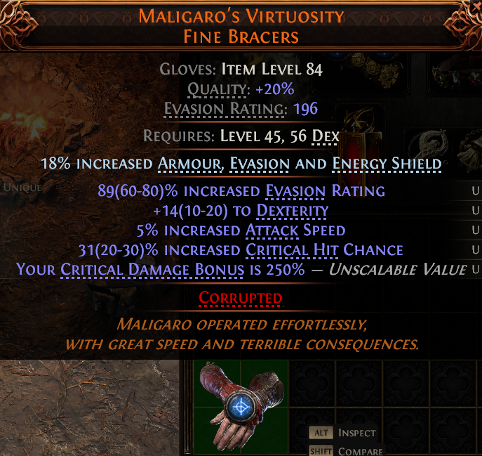 MMOJUGG Path of Exile 2 MALIGARO'S VIRTUOSITY FINE BRACERS#1152594 Details View of Item Function and Use
