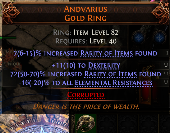 MMOJUGG Path of Exile 2 ANDVARIUS GOLD RING#1152849 Details View of Item Function and Use