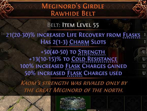MMOJUGG Path of Exile 2 MEGINORD'S GIRDLE RAWHIDE BELT#1152873 Details View of Item Function and Use