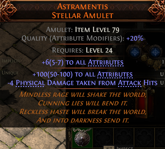 MMOJUGG Path of Exile 2 ASTRAMENTIS STELLAR AMULET#1152891 Details View of Item Function and Use