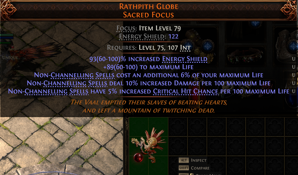MMOJUGG Path of Exile 2 RATHPITH GLOBE SACRED FOCUS#1152892 Details View of Item Function and Use