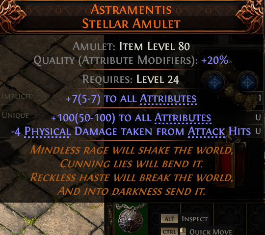 MMOJUGG Path of Exile 2 ASTRAMENTIS STELLAR AMULET#1152893 Details View of Item Function and Use