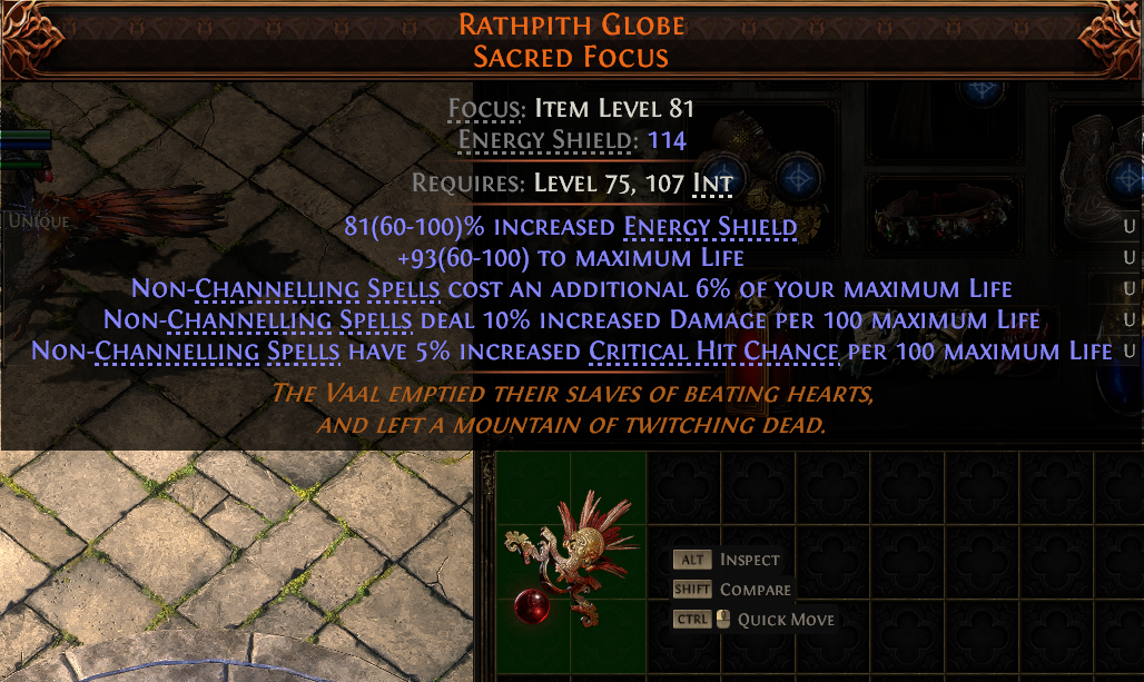 MMOJUGG Path of Exile 2 RATHPITH GLOBE SACRED FOCUS#1152894 Details View of Item Function and Use