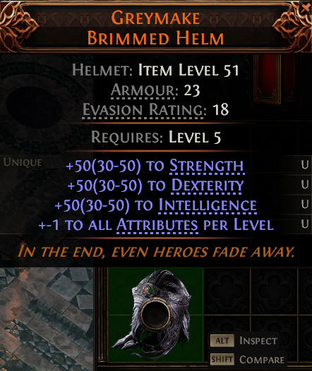 MMOJUGG Path of Exile 2 GREYMAKE BRIMMED HELM#1153137 Details View of Item Function and Use