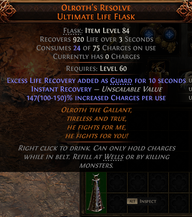 MMOJUGG Path of Exile 2 OLROTH'S RESOLVE ULTIMATE LIFE FLASK#1153140 Details View of Item Function and Use