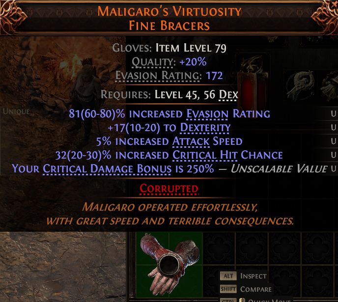 MMOJUGG Path of Exile 2 MALIGARO'S VIRTUOSITY FINE BRACERS#1153148 Details View of Item Function and Use