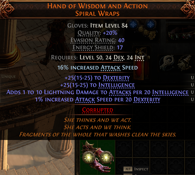 MMOJUGG Path of Exile 2 HAND OF WISDOM AND ACTION SPIRAL WRAPS#1153152 Details View of Item Function and Use