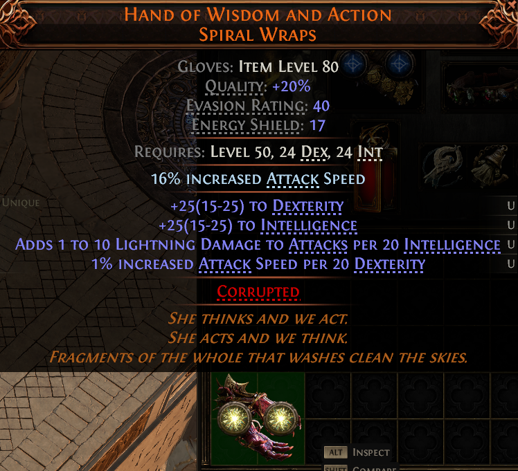 MMOJUGG Path of Exile 2 HAND OF WISDOM AND ACTION SPIRAL WRAPS#1153157 Details View of Item Function and Use