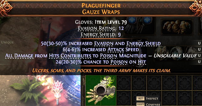 MMOJUGG Path of Exile 2 PLAGUEFINGER GAUZE WRAPS#1153209 Details View of Item Function and Use