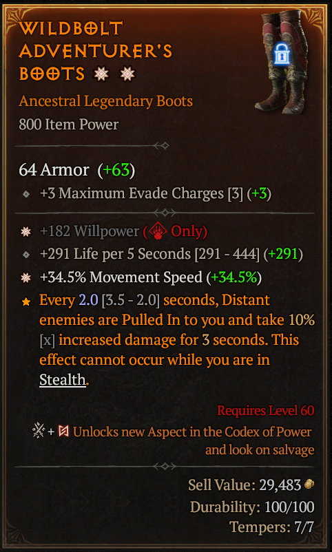 MMOJUGG Diablo 4 WILDBOLT ADVENTURER'S BOOTS#1153709 Buying Page Display