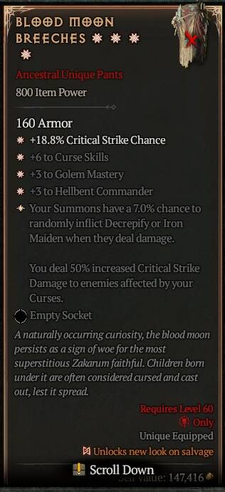 MMOJUGG Diablo 4 BLOOD MOON BREECHES#1154422 Buying Page Display