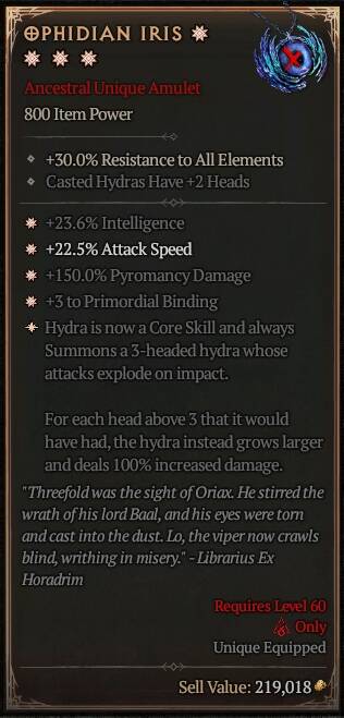 MMOJUGG Diablo 4 OPHIDIAN IRIS#1154423 Details View of Item Function and Use