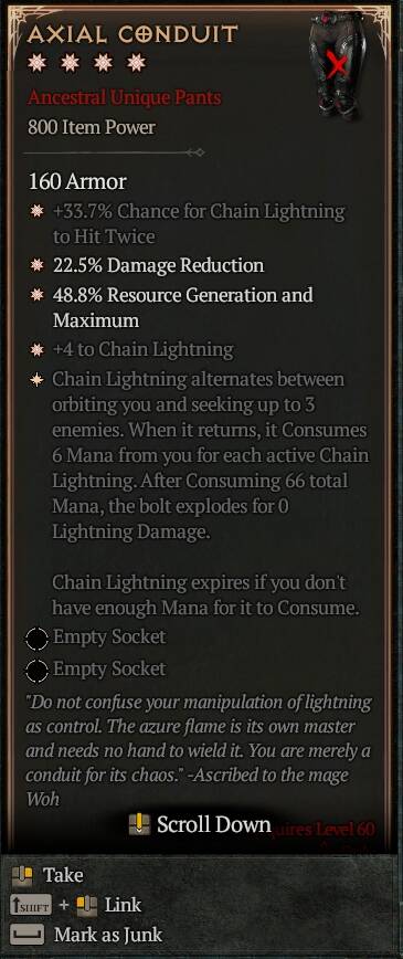 MMOJUGG Diablo 4 AXIAL CONDUIT#1154427 Details View of Item Function and Use