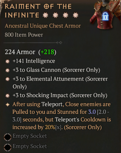 MMOJUGG Diablo 4 RAIMENT OF THE INFINITE#1154435 Details View of Item Function and Use