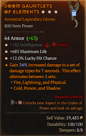 MMOJUGG Diablo 4 DOM GAUNTLETS OF ELEMENTS#1154874 Buying Page Display