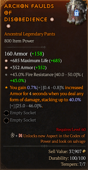 MMOJUGG Diablo 4 ARCHON FAULDS OF DISOBEDIENCE#1155013 Details View of Item Function and Use