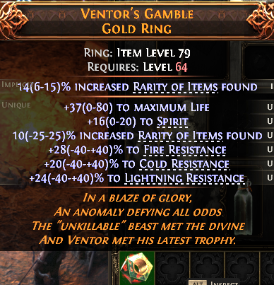 MMOJUGG Path of Exile 2 VENTOR'S GAMBLE GOLD RING#1155975 Details View of Item Function and Use
