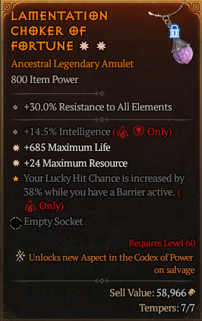 MMOJUGG Diablo 4 LAMENTATION CHOKER OF FORTUNE#1156512 Buying Page Display