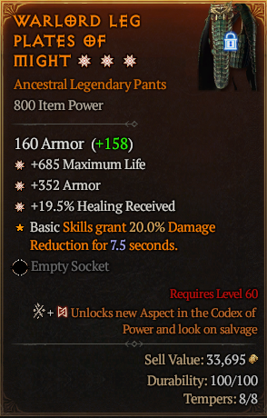 MMOJUGG Diablo 4 WARLORD LEG PLATES OF MIGHT#1156515 Buying Page Display