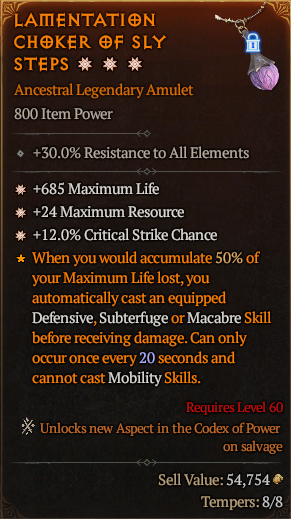 MMOJUGG Diablo 4 LAMENTATION CHOKER OF SLY STEPS#1156521 Buying Page Display