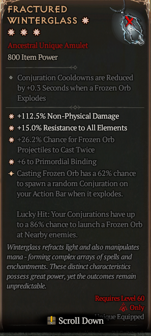 MMOJUGG Diablo 4 FRACTURED WINTERGLASS#1157557 Details View of Item Function and Use