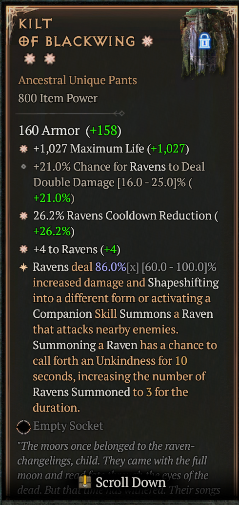 MMOJUGG Diablo 4 KILT OF BLACKWING#1157783 Buying Page Display