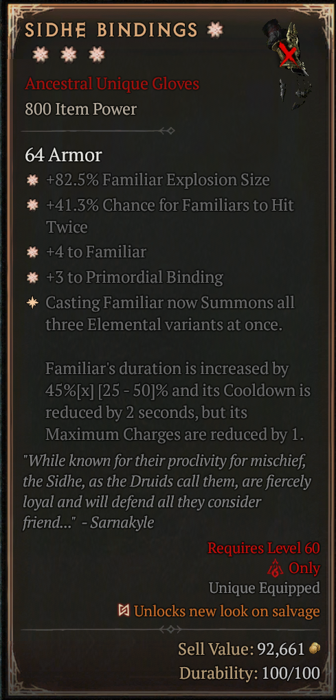 MMOJUGG Diablo 4 SIDHE BINDINGS#1157788 Details View of Item Function and Use