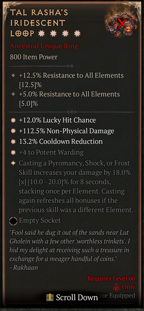 MMOJUGG Diablo 4 TAL RASHA'S IRIDESCENT LOOP#1157789 Details View of Item Function and Use