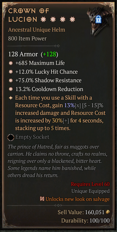 MMOJUGG Diablo 4 CROWN OF LUCION#1157791 Buying Page Display