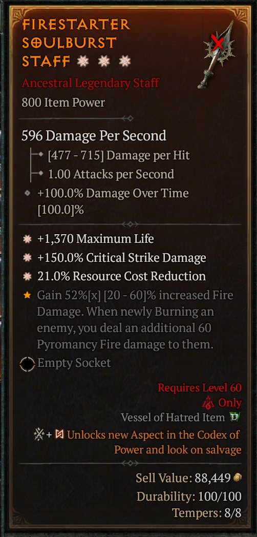 MMOJUGG Diablo 4 FIRESTARTER SOULBURST STAFF#1157793 Buying Page Display