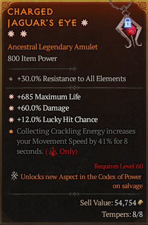 MMOJUGG Diablo 4 CHARGED JAGUAR'S EYE#1158086 Buying Page Display