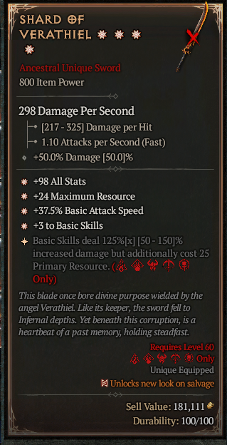 MMOJUGG Diablo 4 SHARD OF VERATHIEL#1165669 Details View of Item Function and Use