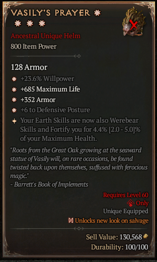 MMOJUGG Diablo 4 VASILY'S PRAYER#1165672 Details View of Item Function and Use