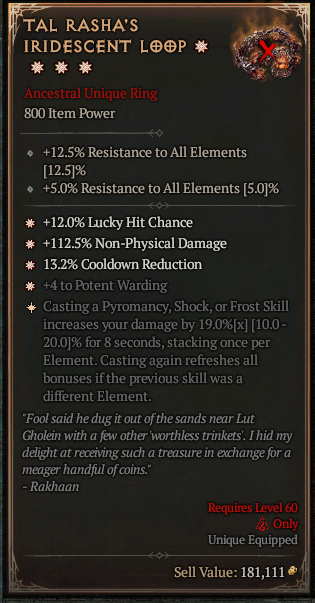 MMOJUGG Diablo 4 TAL RASHA'S IRIDESCENT LOOP#1165677 Details View of Item Function and Use