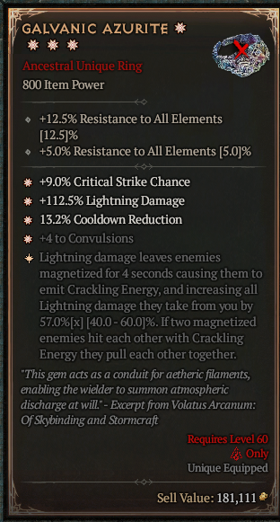 MMOJUGG Diablo 4 GALVANIC AZURITE#1165680 Details View of Item Function and Use