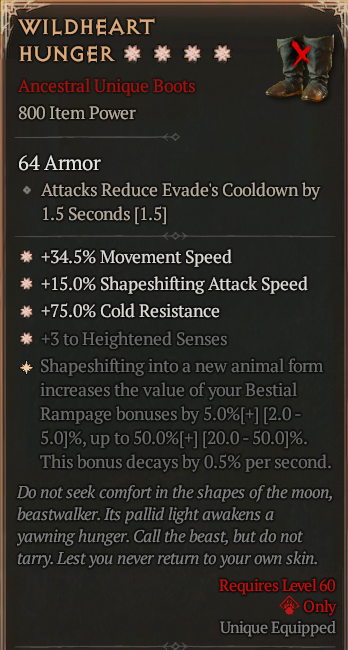 MMOJUGG Diablo 4 WILDHEART HUNGER#1169254 Details View of Item Function and Use