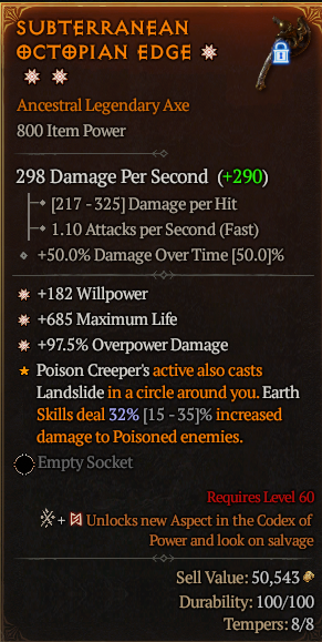 MMOJUGG Diablo 4 零 SUBTERRANEAN CTOPIAN EDGE#1169493 Details View of Item Function and Use