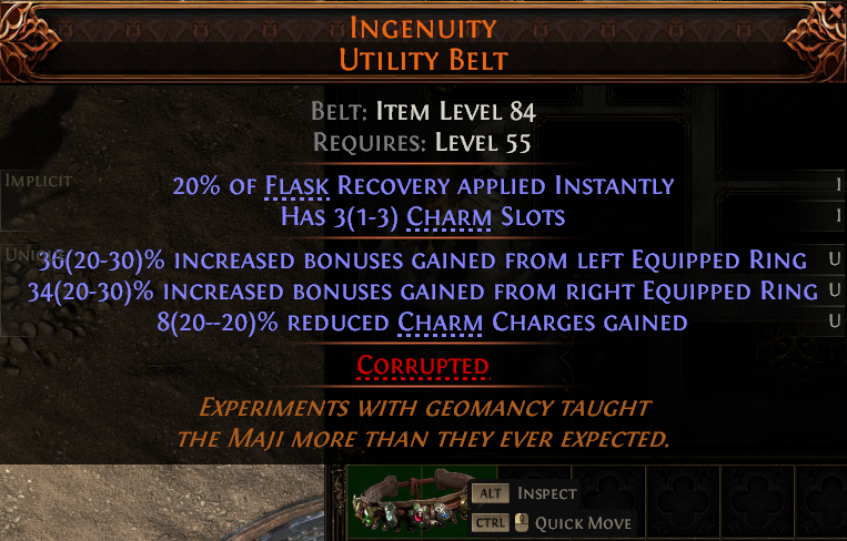 MMOJUGG Path of Exile 2 INGENUITY UTILITY BELT#1171075 Details View of Item Function and Use