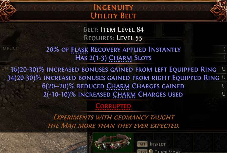 MMOJUGG Path of Exile 2 INGENUITY UTILITY BELT#1171076 Details View of Item Function and Use