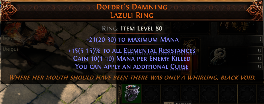 MMOJUGG Path of Exile 2 DOEDRE'S DAMNING LAZULI RING#1172399 Details View of Item Function and Use