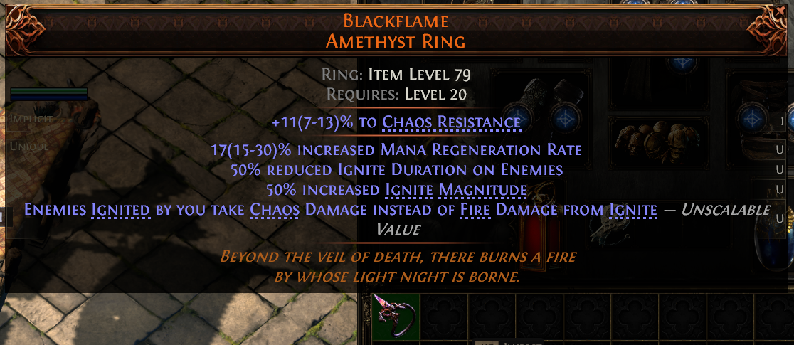 MMOJUGG Path of Exile 2 BLACKFLAME AMETHYST RING#1172404 Details View of Item Function and Use
