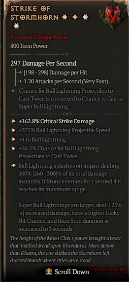 MMOJUGG Diablo 4 STRIKE OF STORMHORN#1177331 Details View of Item Function and Use