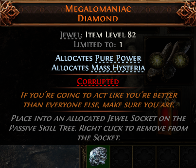 MMOJUGG Path of Exile 2 MEGALOMANIAC DIAMOND#1177930 Details View of Item Function and Use