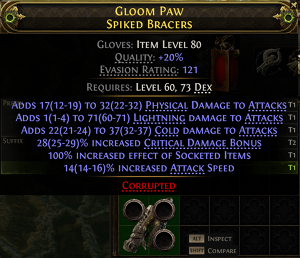 MMOJUGG Path of Exile 2 GLOOM PAW SPIKED BRACERS#1178126 Buying Page Display