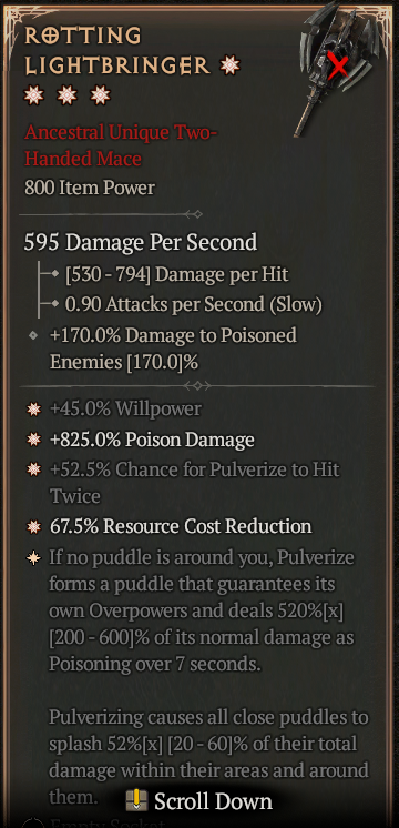 MMOJUGG Diablo 4 ROTTING LIGHTBRINGER#1178261 Details View of Item Function and Use